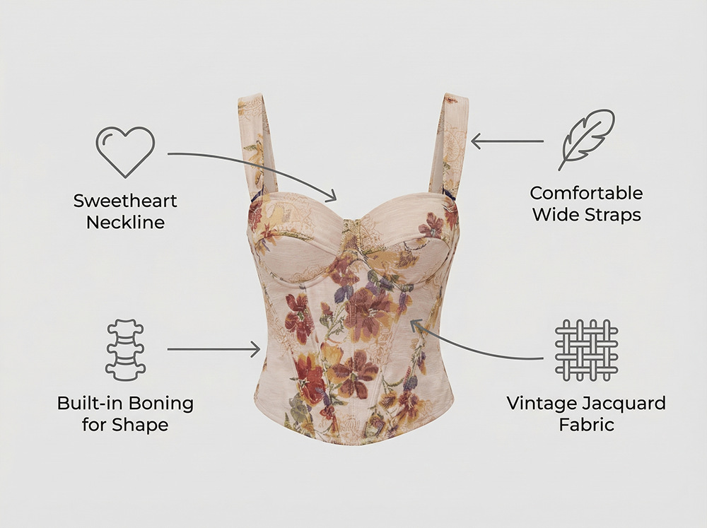 2026 Floral Tapestry Corset Top - Vintage Fishbone Slimming Shapewear